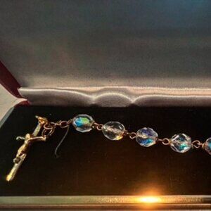 Iridescent Crystal Rosary Beads Bracelet